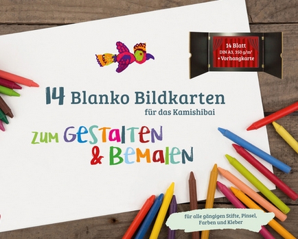 Kamishibai 14 blanko Bildkarten zum Gestalten & Bemalen