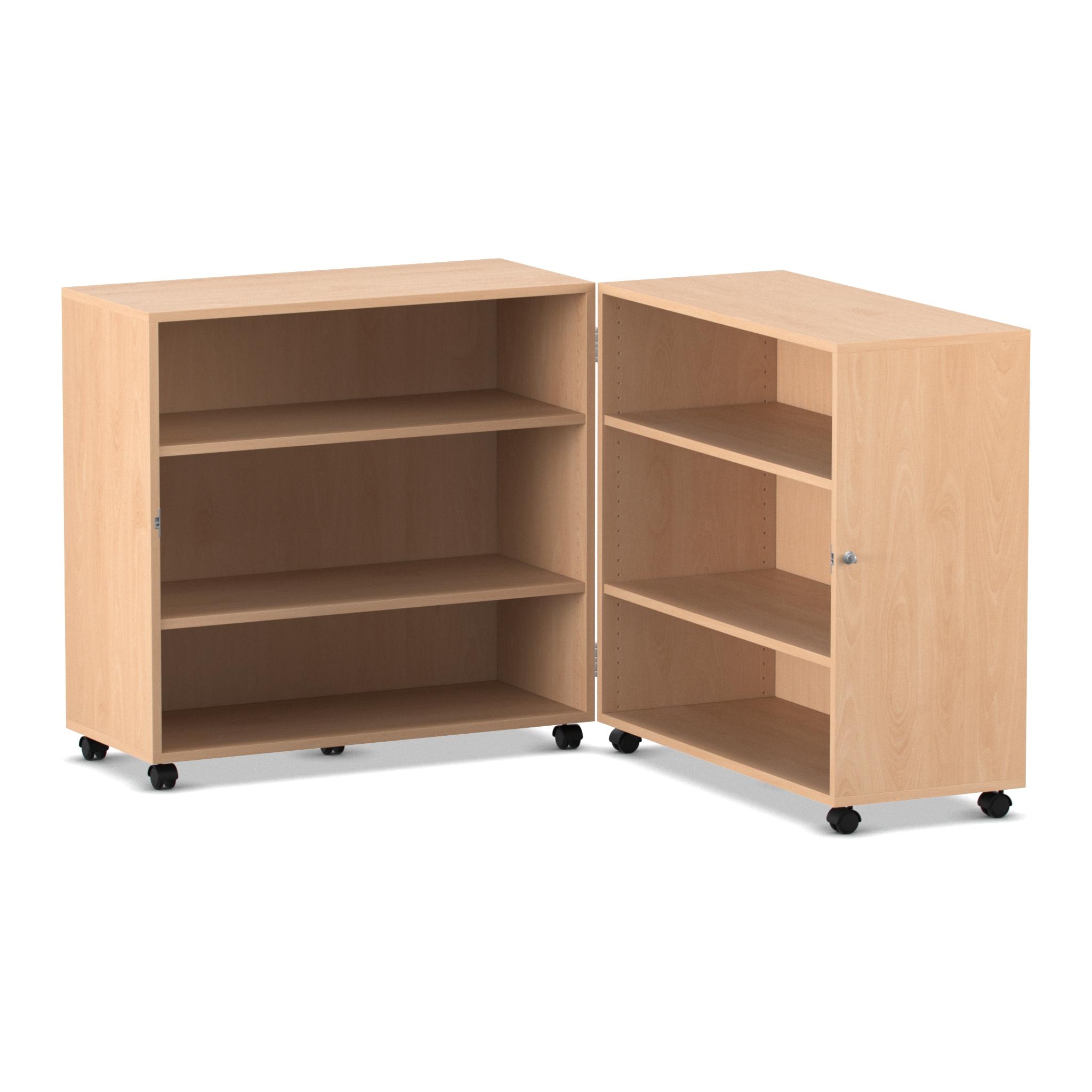 Flexeo Klapp-Wagen, fahrbar, 4 Fachböden, Dekor Ahorn honig, HxBxT 121,1x94,7x81,6 cm