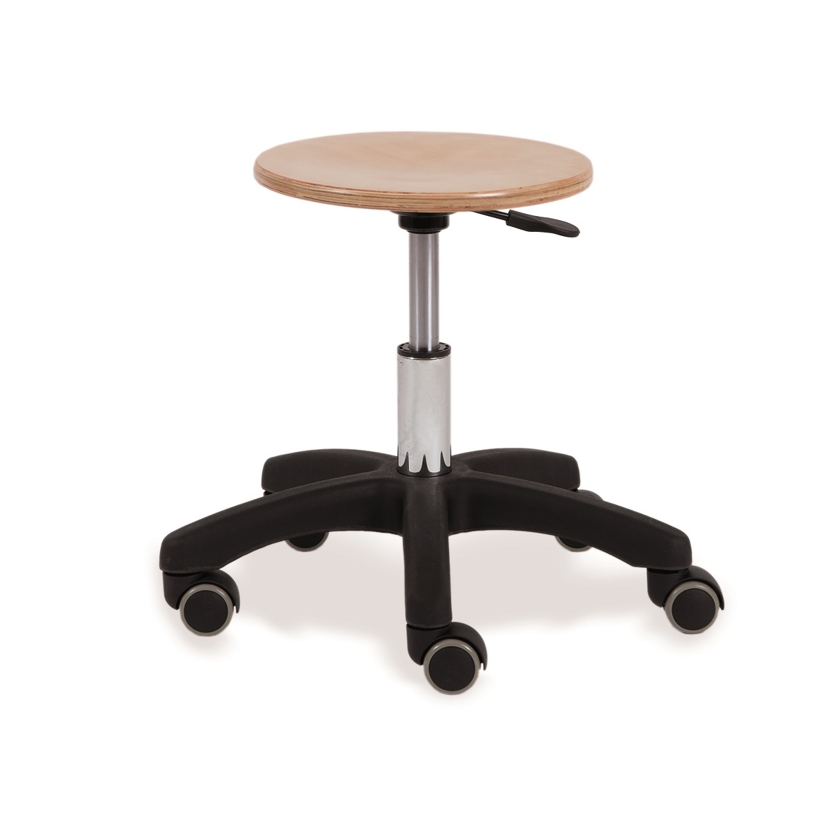 Hocker mit Holzsitz, Sitzhöhe 34 - 42 cm