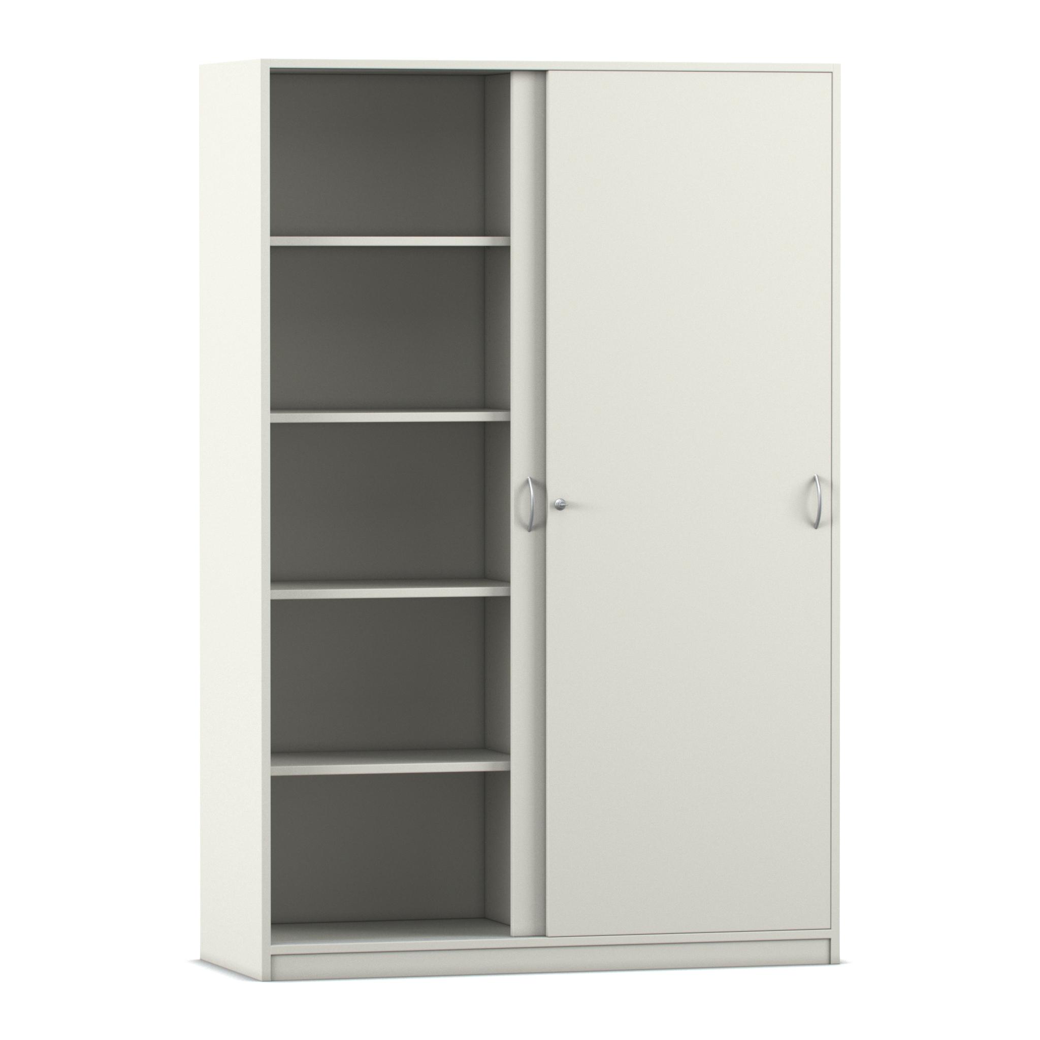 Flexeo Schiebetürenschrank mit 10 Fächern, weiß, 48 cm tief