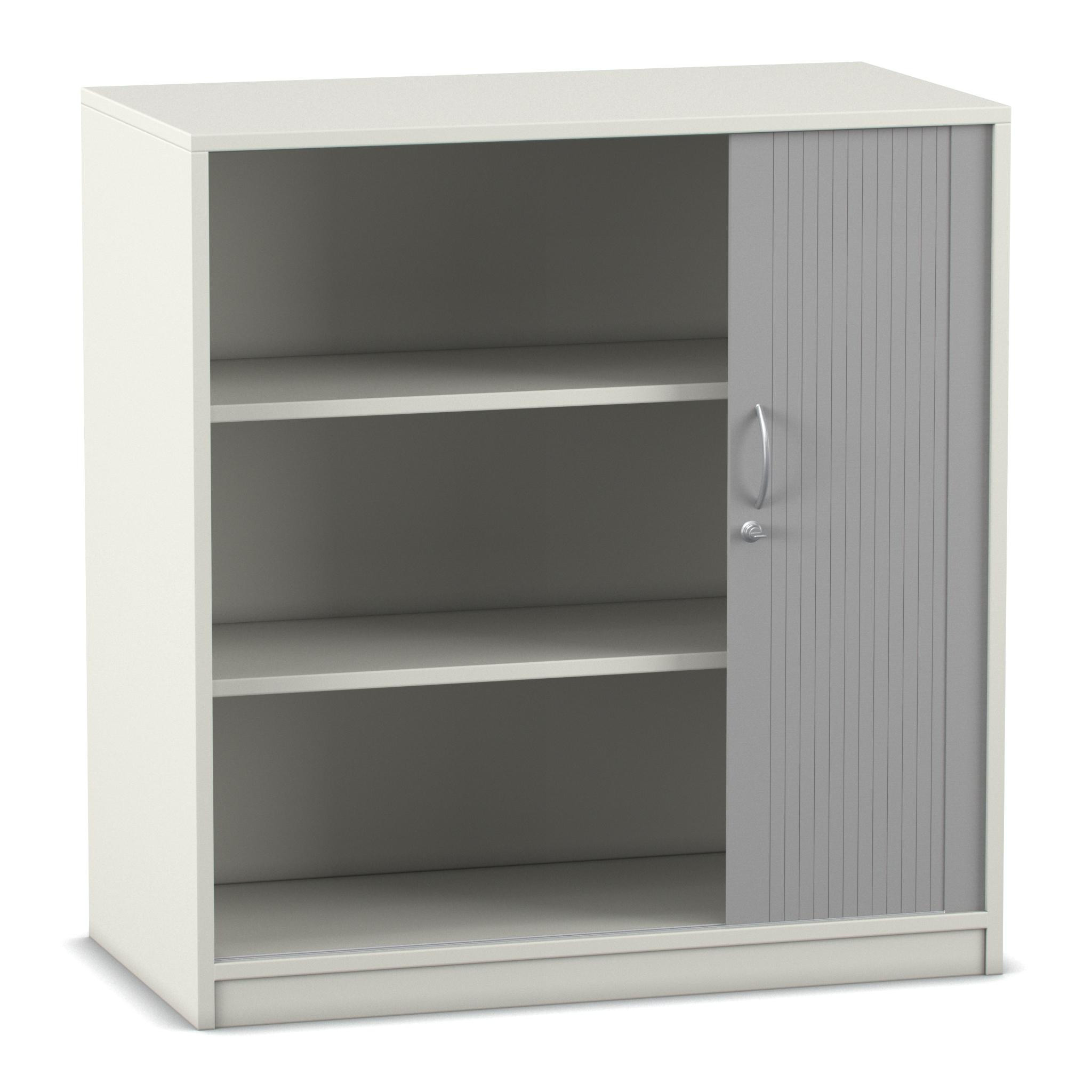 Flexeo Rollladenschrank weiß, 3 Fächer, BxHxT 94,4 x 99,1 x 58 cm, Sockel