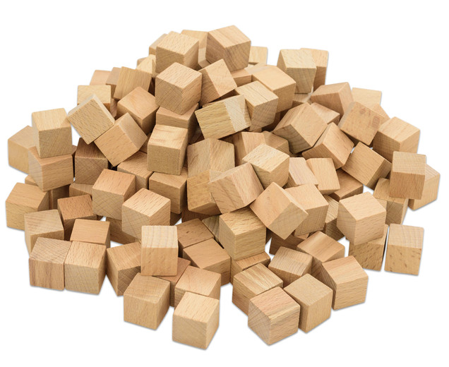 Holzwürfel, natur, 150 Stück, in Stapelbox, 3-13 Jahre