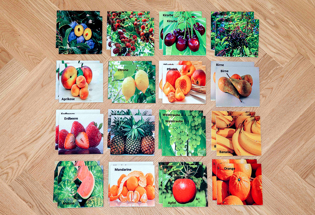 Double Game Obst, Bodenspiel aus Teppichfliesen