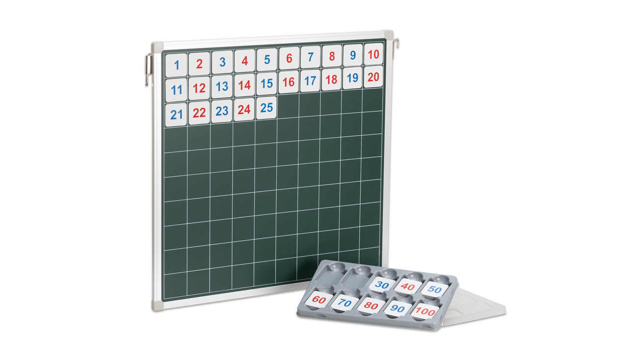 Hundertertafel mit 100 magnetischen Zahlenplättchen