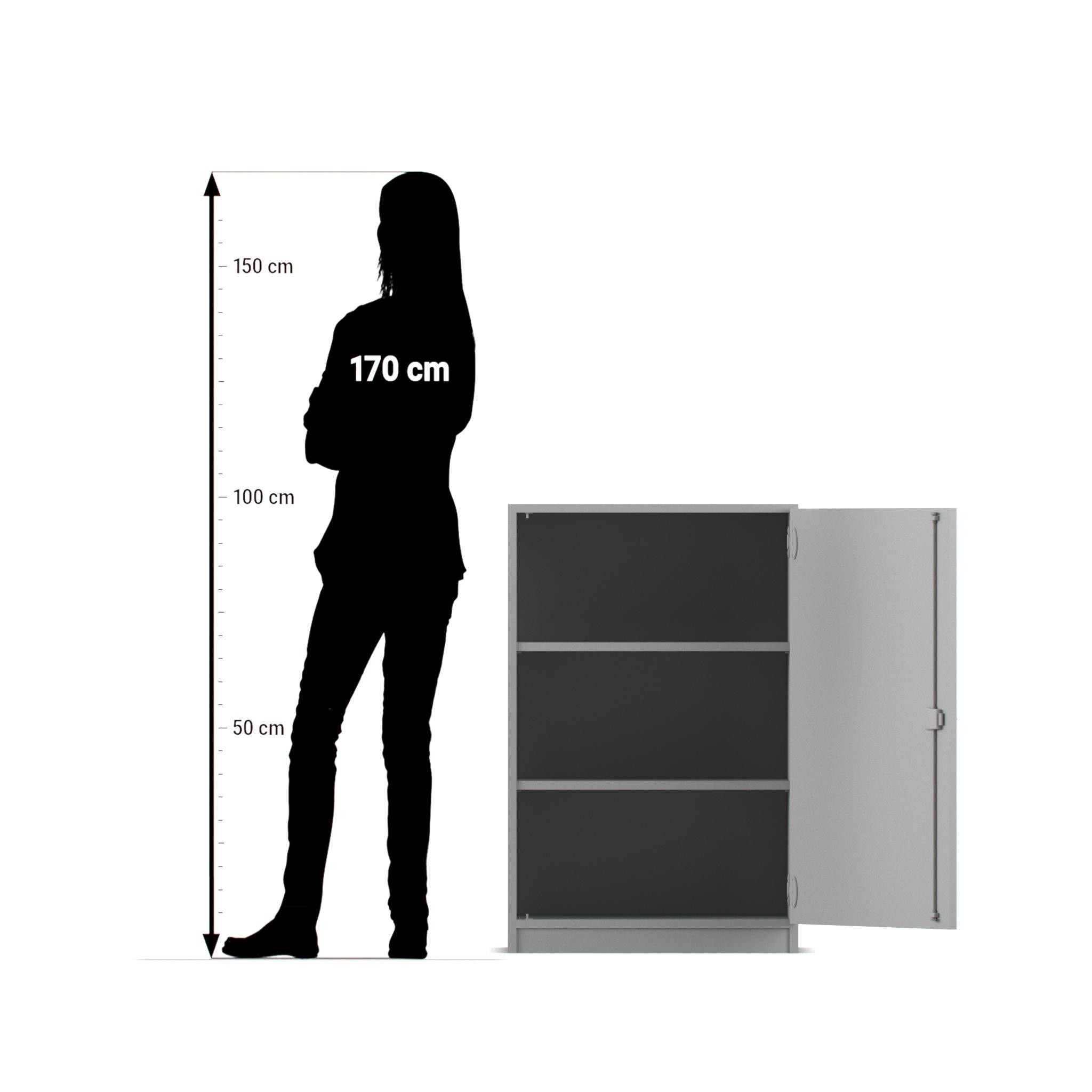 Flexeo® Unterschrank, 3 Fächer, Breite 64,1 cm, 1 Drehtür, Bogengriff mit Schloss