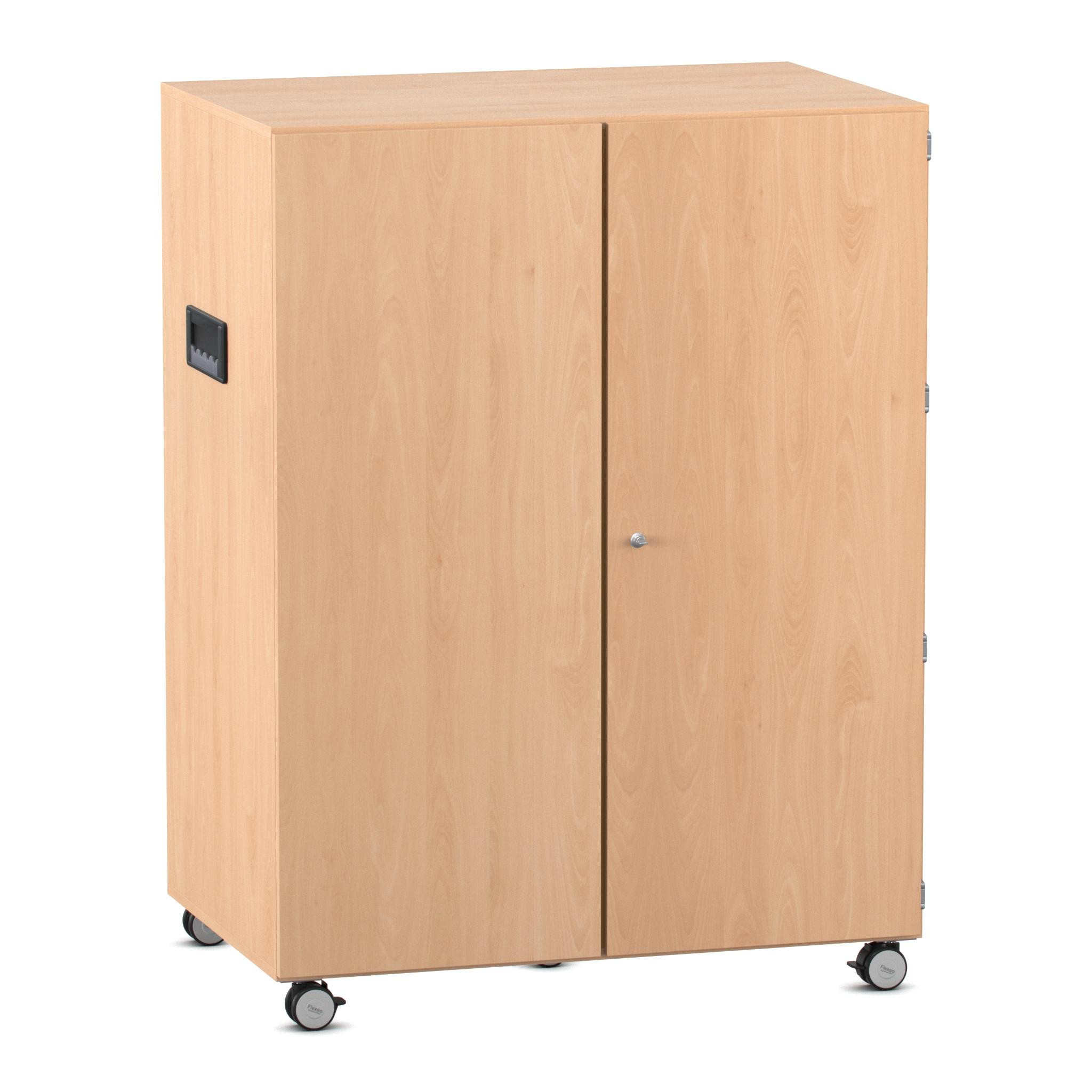 Flexeo fahrbares Multimobil - Musik, Buche hell, 6 kleine Boxen hellgrün/grün HxBxT: 148 x 110 x 70 cm