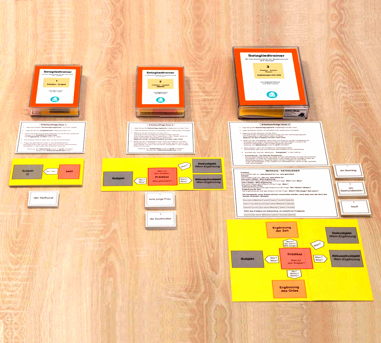 Satzgliedtrainer, Lernmaterial (3 Dosen), ab 3. Klasse