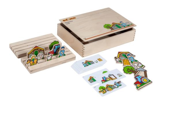 Perspectivo, 20 Holzfiguren mit 2 Ständern, ab 4 Jahre