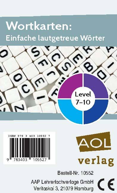 Wortkarten: Einfache lautgetreue Wörter, Level 7-10, 1.-4. Klasse