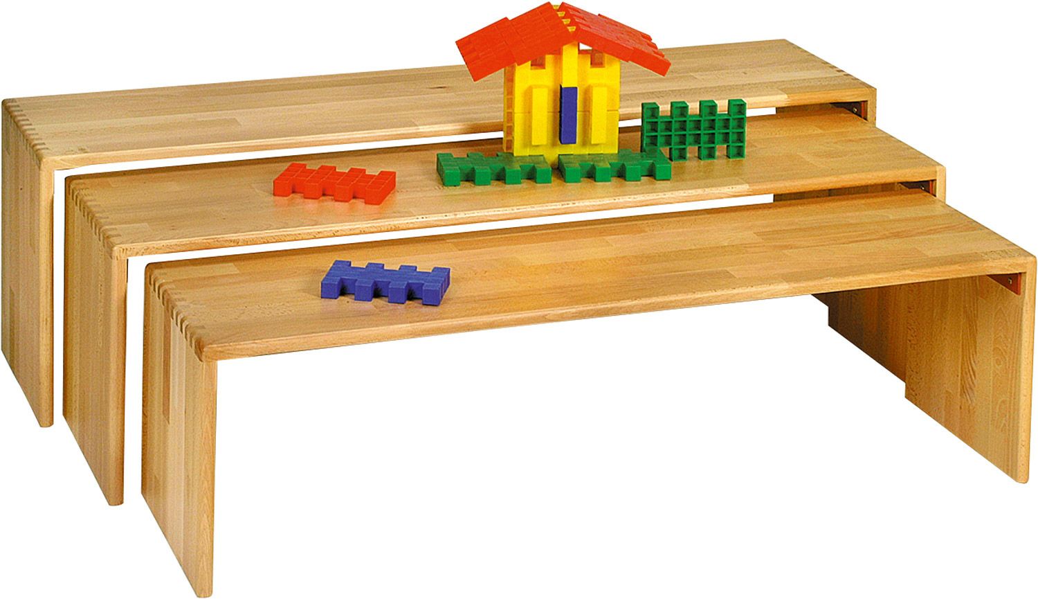 Stapelbänke-Set 3-teilig, Buche massiv