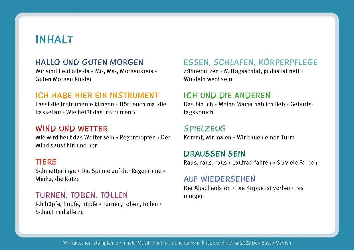 Wir klatschen, stampfen, trommeln, Bildkarten, 1-4 Jahre