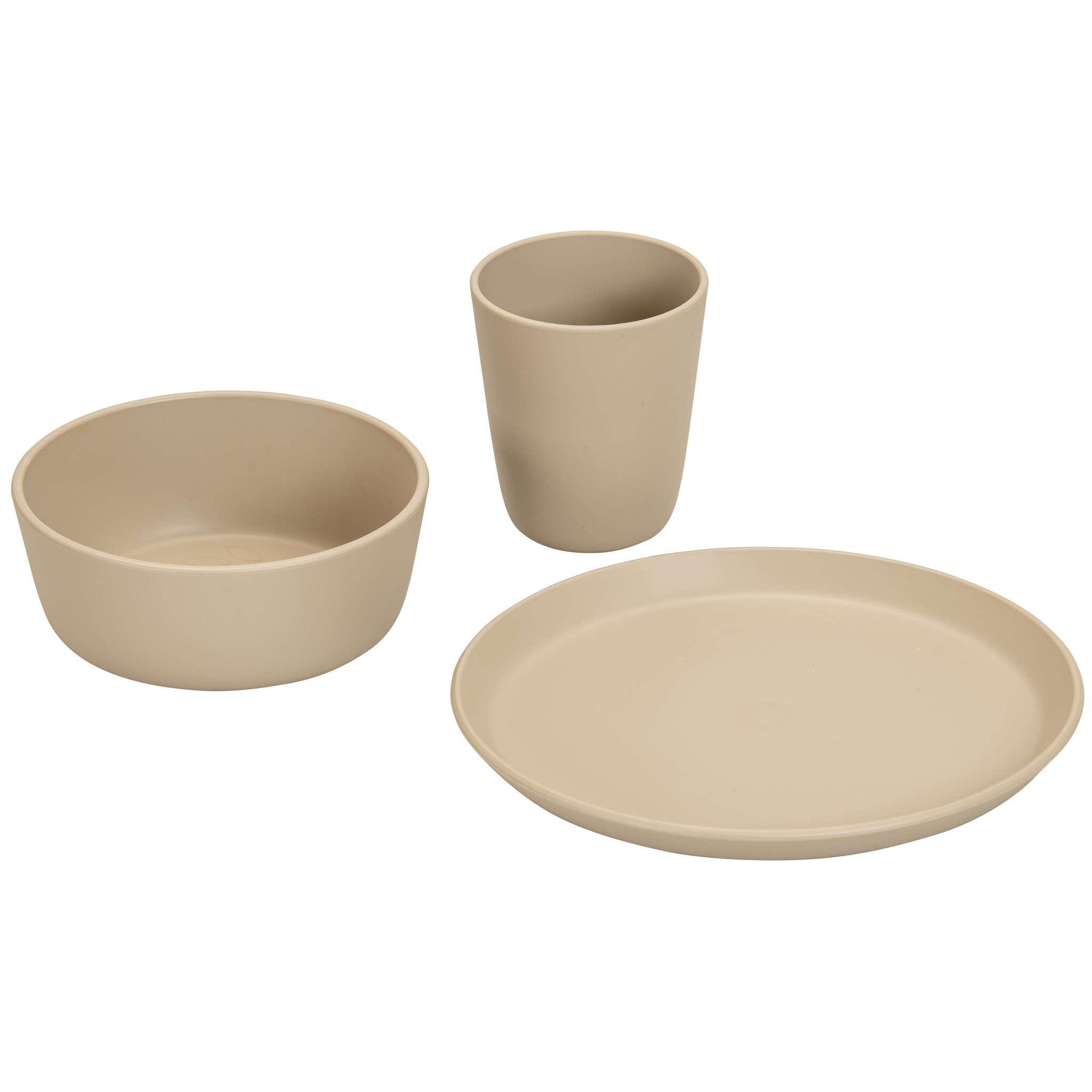 treeNside Kindergeschirr-Set ? Teller, Becher & Schüssel, graubeige