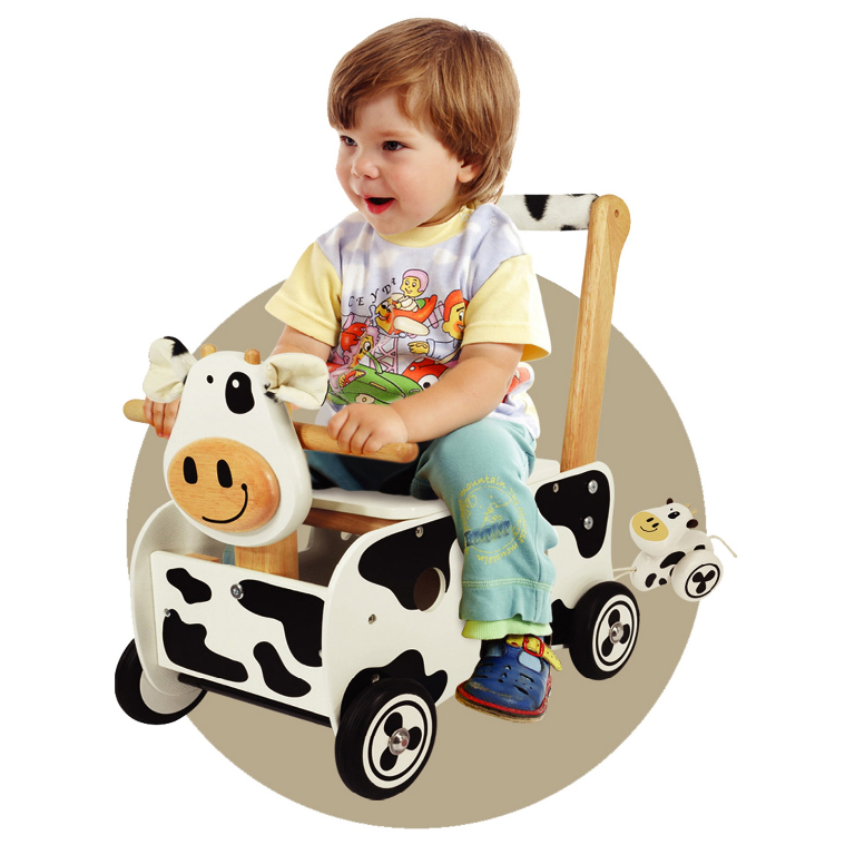 Schiebewagen Kuh schwarz/weiß, ab 12 Monate