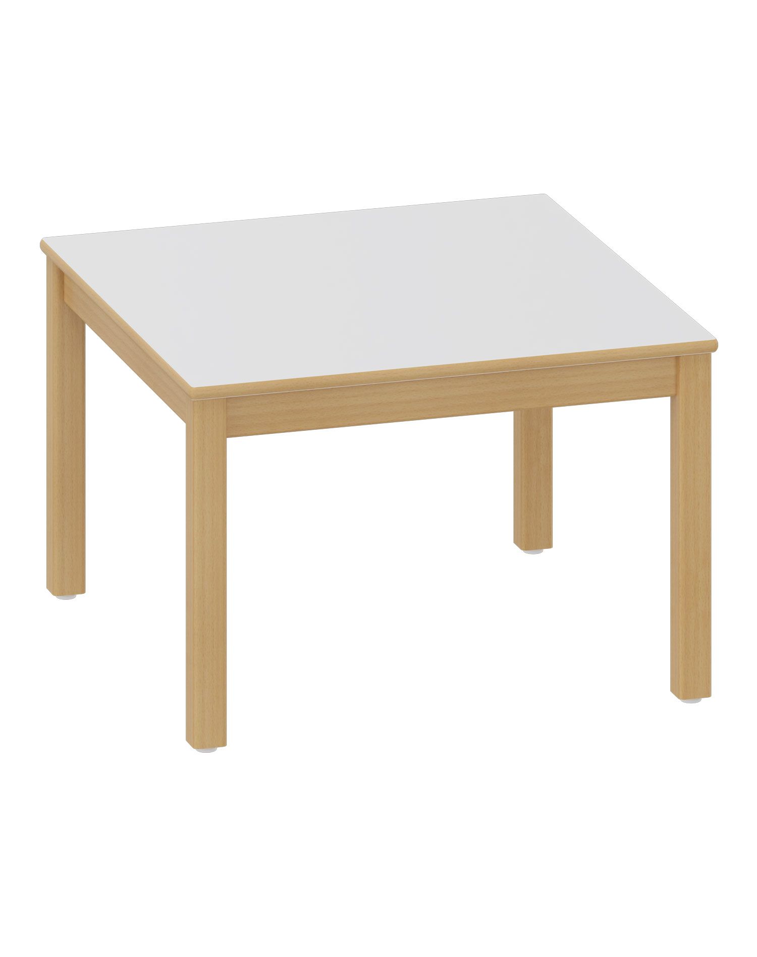 Quadrattisch 80 x 80 cm, Tischplatte weiß, Höhe 53 cm, Filzgleiter