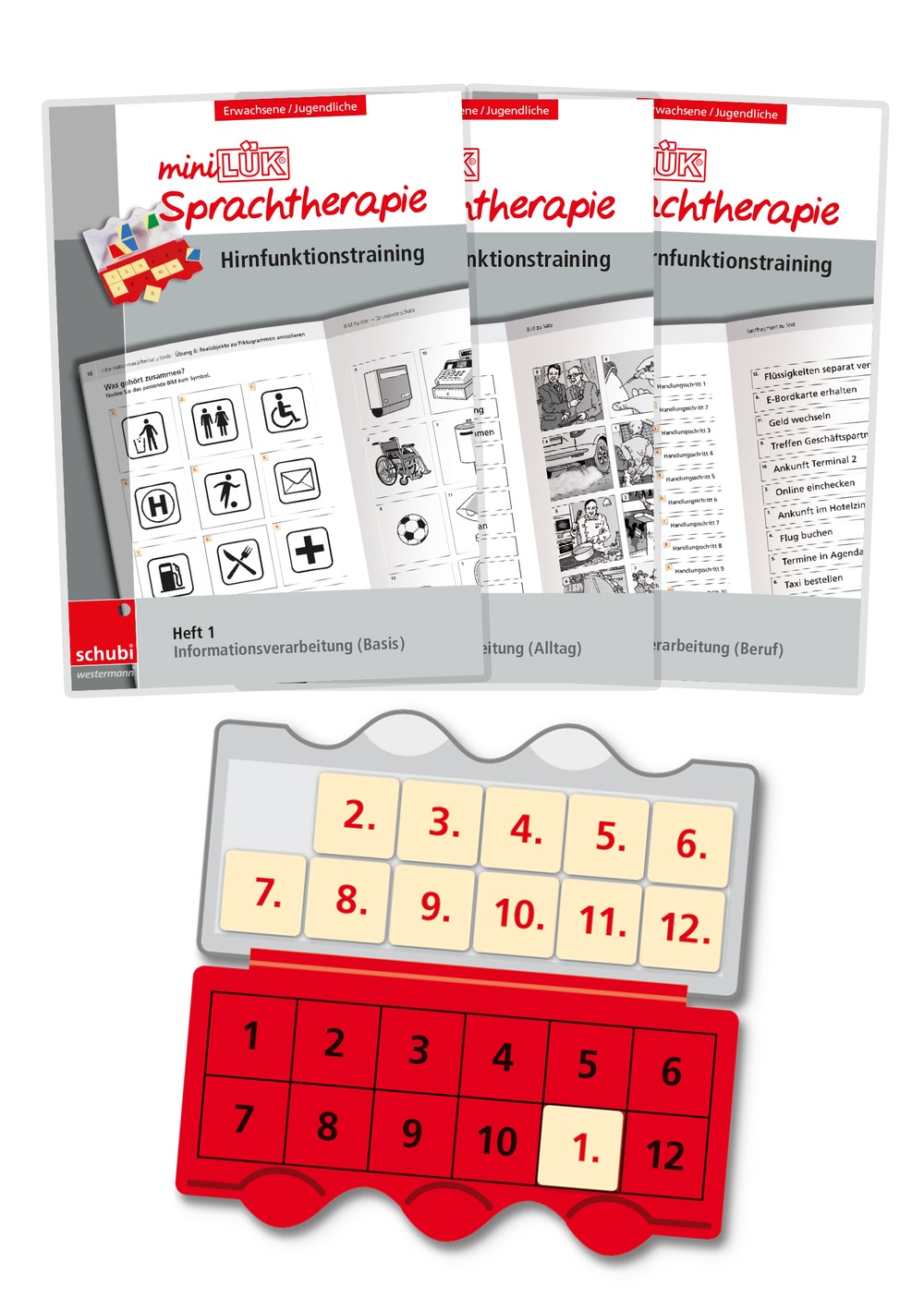 miniLÜK Sprachtherapie - Hirnfunktionstraining-Set, Hefte 1-3 und Lösungsgerät, ab 16 Jahre
