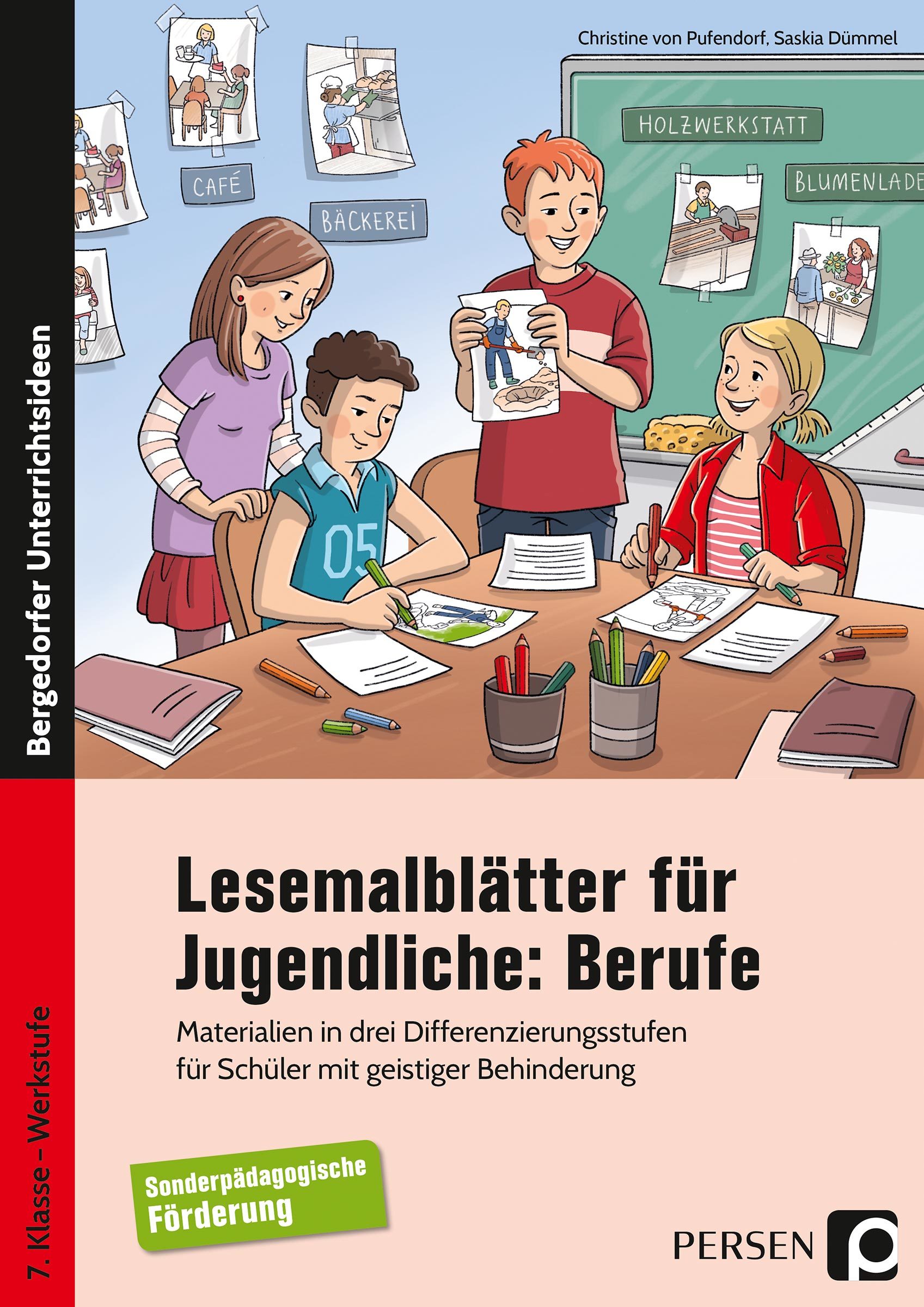 Lesemalblätter für Jugendliche: Berufe, Heft, 7. Klasse bis Werkstufe