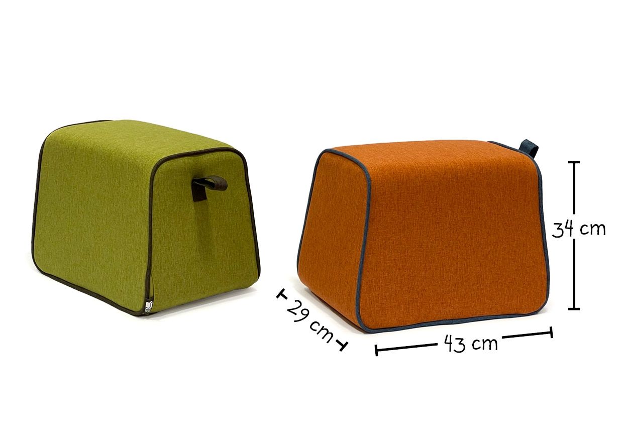 Hockidu - Hocker gepolstert mit Schlaufe, Farbe orange