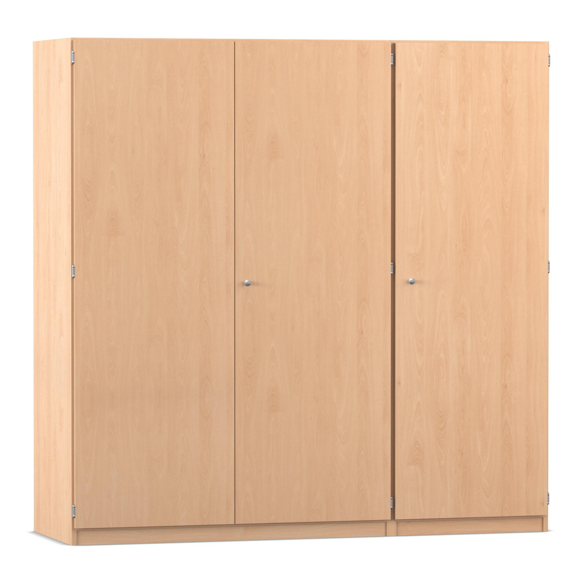 Flexeo® Musikschrank, Buche hell, 6 große Boxen bunt, Breite 190,5 cm, Schloss
