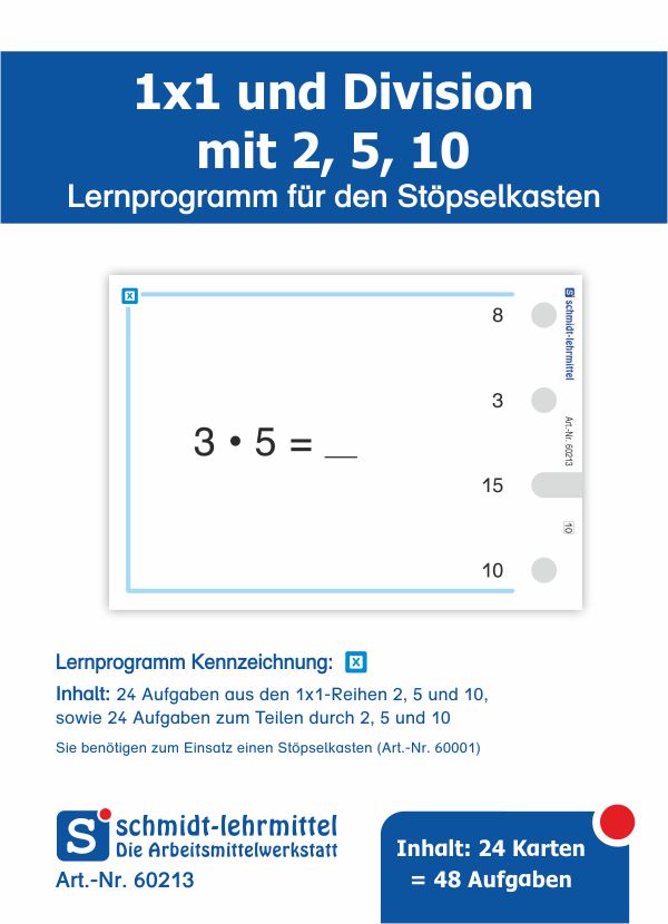 Stöpselkarten '1 x 1 und Division mit 2, 5, 10'