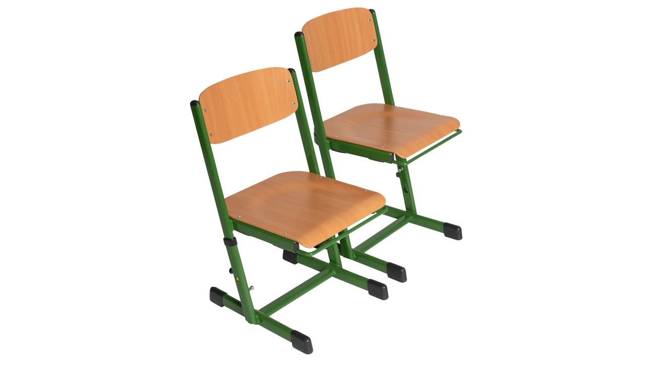 Ecoflex Schülerstuhl höhenverstellbar 42-50 cm, Stahlfarbe grün. Filzgleiter