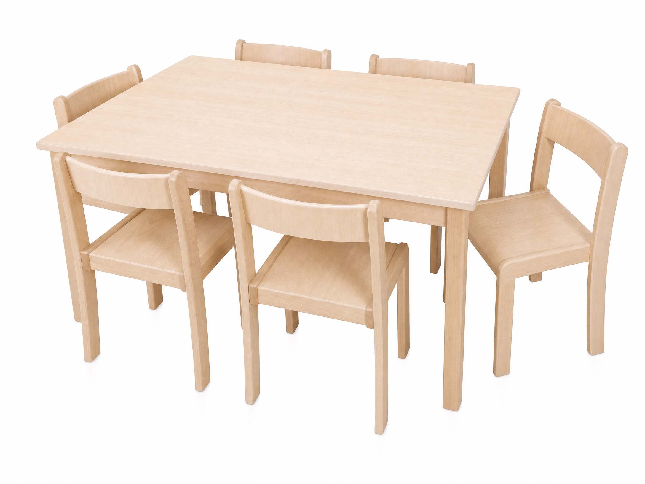 Möbel-Set, 7-teilig, Buche, Tischhöhe 52 cm, Stuhlhöhe 30 cm, Selbstmontage