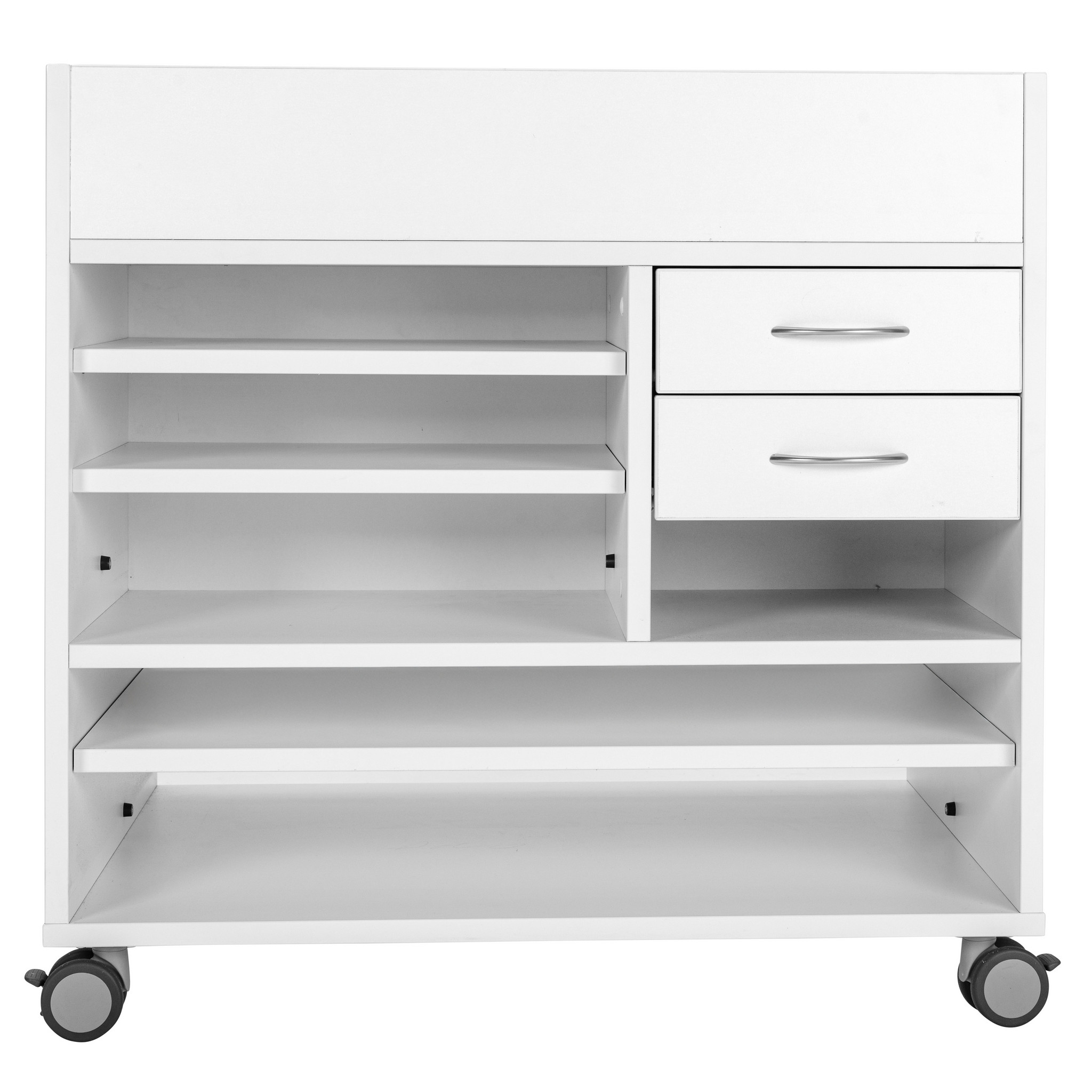 Materialwagen, Holzdekor weiß, HxBxT 80x80x62 cm