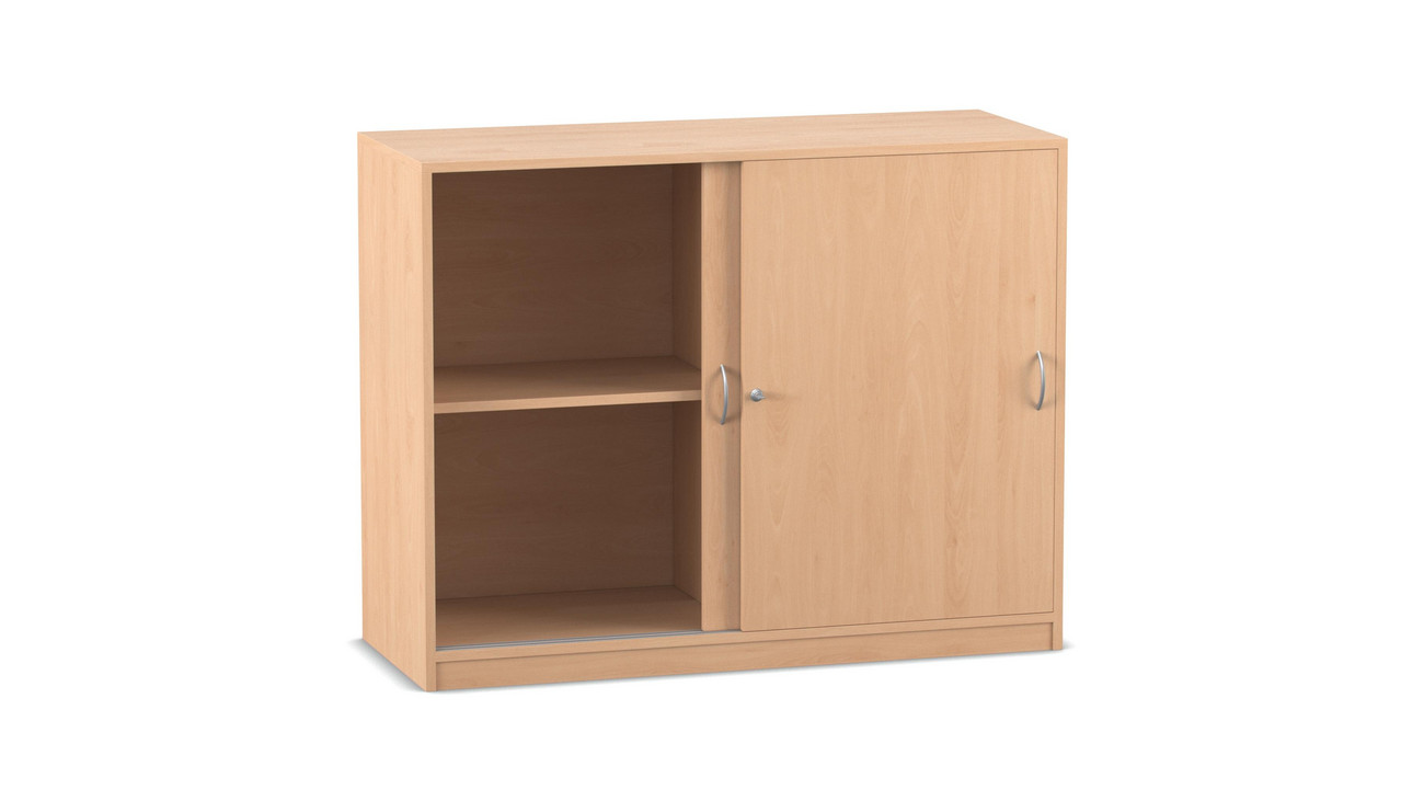 Flexeo Schiebetürenschrank mit 4 Fächern, Buche hell, 48 cm tief