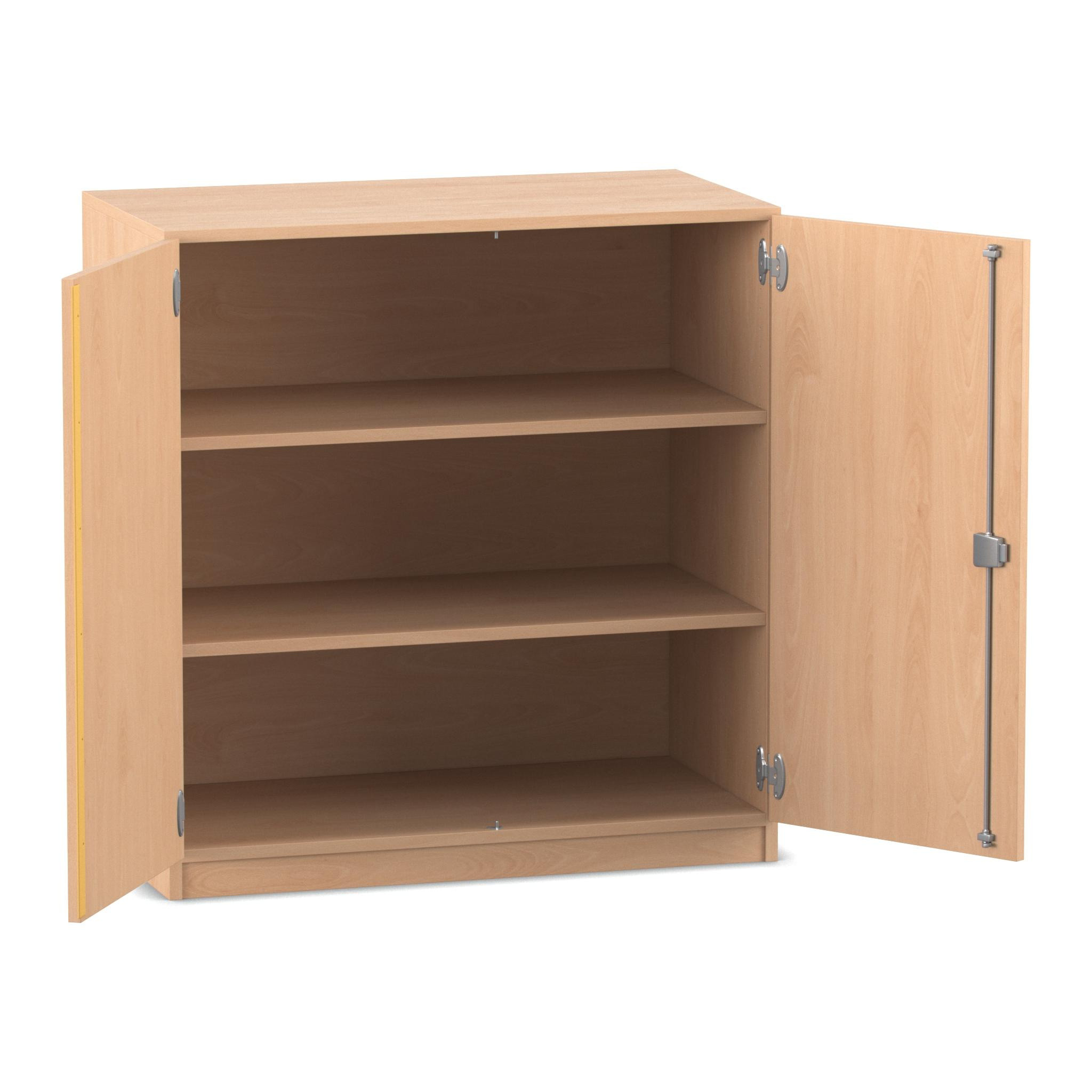 Flexeo Unterschrank, Buche hell, 3 Fächer, HxBxT: 99,1x94,4x50 cm, Bogengriff mit Schloss