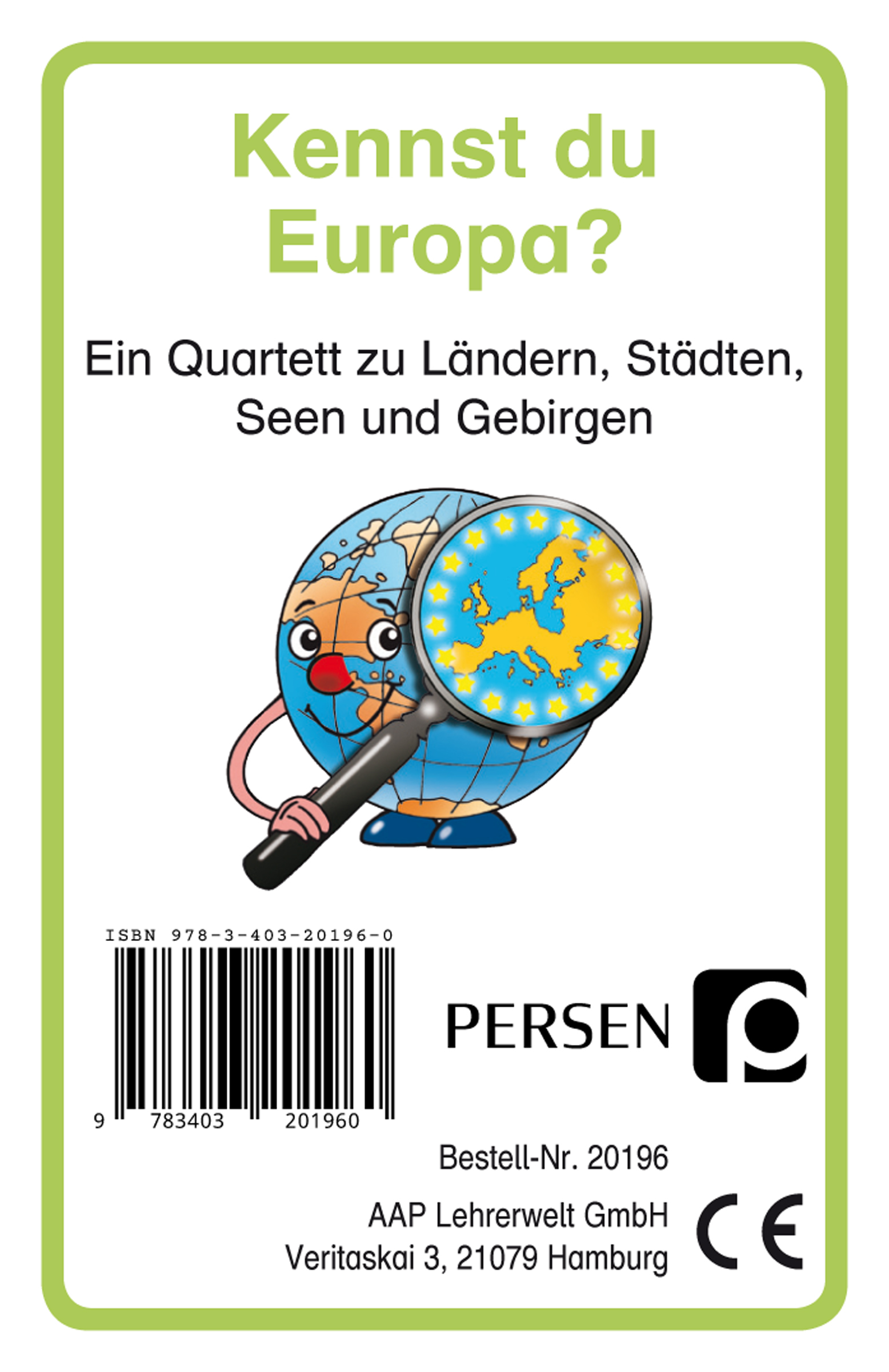 Kennst du Europa?, Kartenspiel, 2. bis 4. Klasse