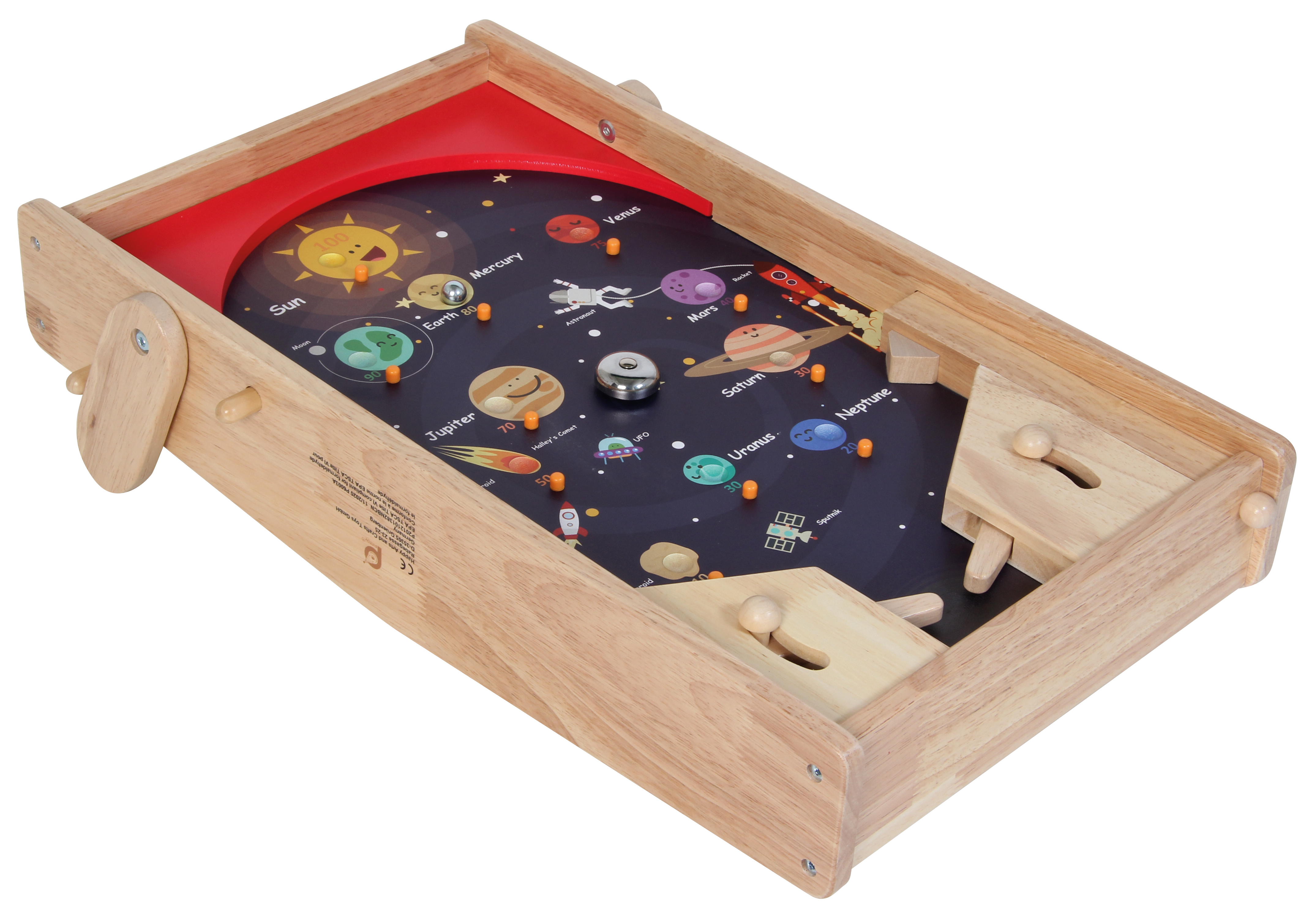 2 in 1 Fußball- und Weltall-Flipper, 53 x 30 cm, aus Holz, PINTOY