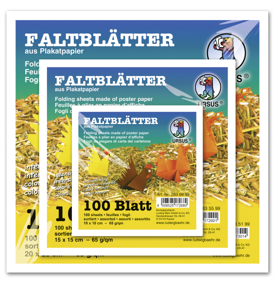 Faltpapier | Quadrat | 20 x 20 cm | 60 gsm | 12 gemischte Farben