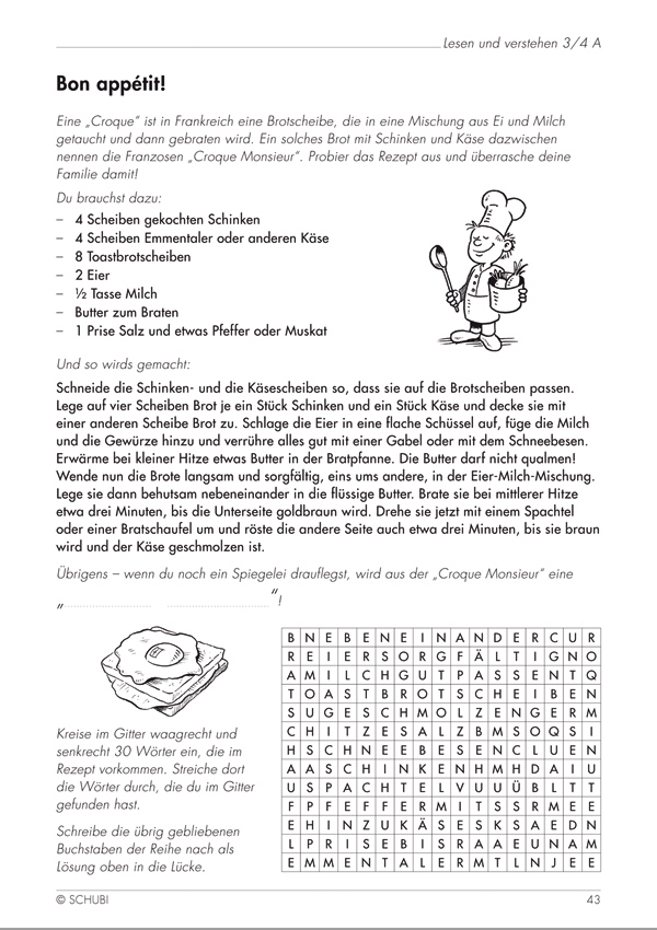 Lesen und verstehen, Aufgaben für das Leseverstehen A, 3.-4. Klasse