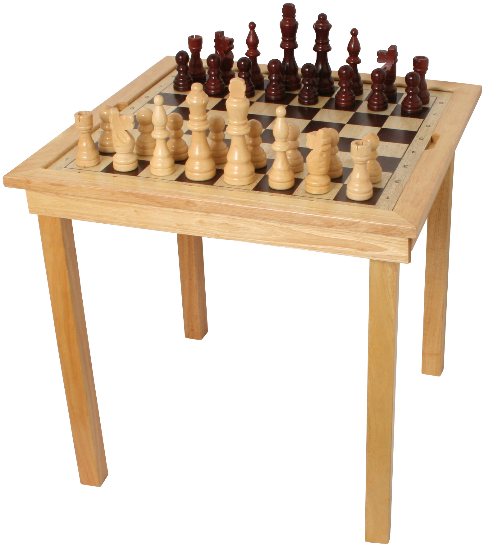 Brettspiel-Tisch mit Schach, Dame und Ludo, extragroße Spielfiguren