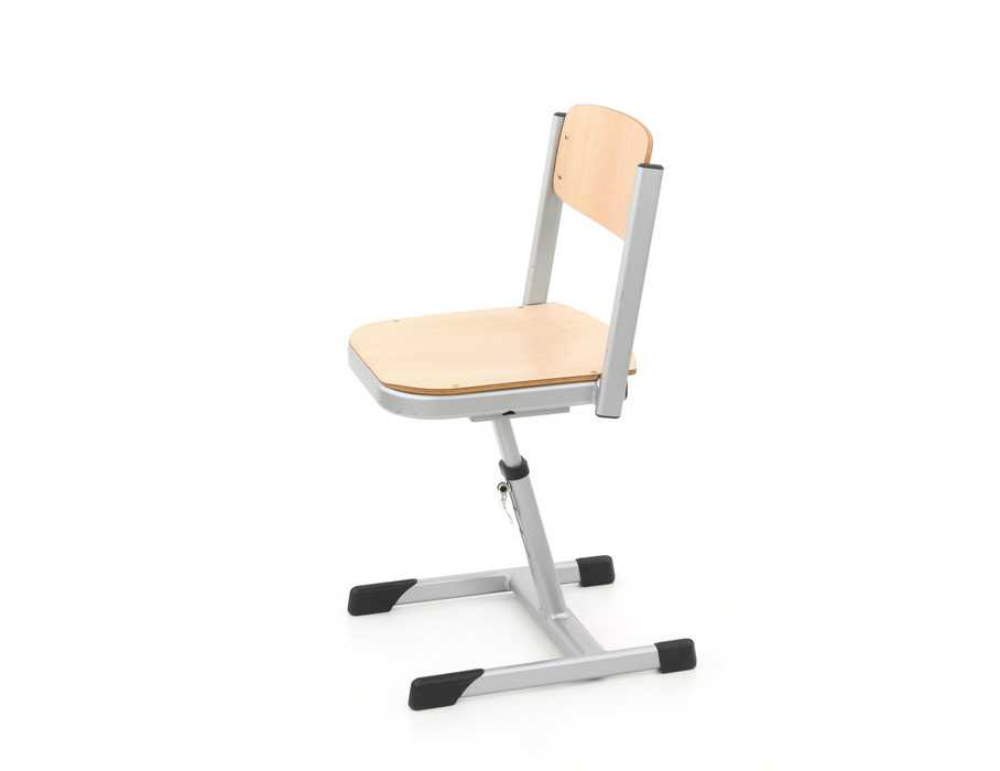 Aluflex-Aktivstuhl, höhenverstellbar 38-50 cm, Stahlfarbe weißaluminium, Filzgleiter, 9-18+ Jahre