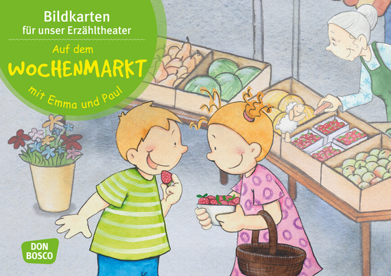 Kamishibai Bildkartenset - Auf dem Wochenmarkt mit Emma und Paul, 1-5 Jahre