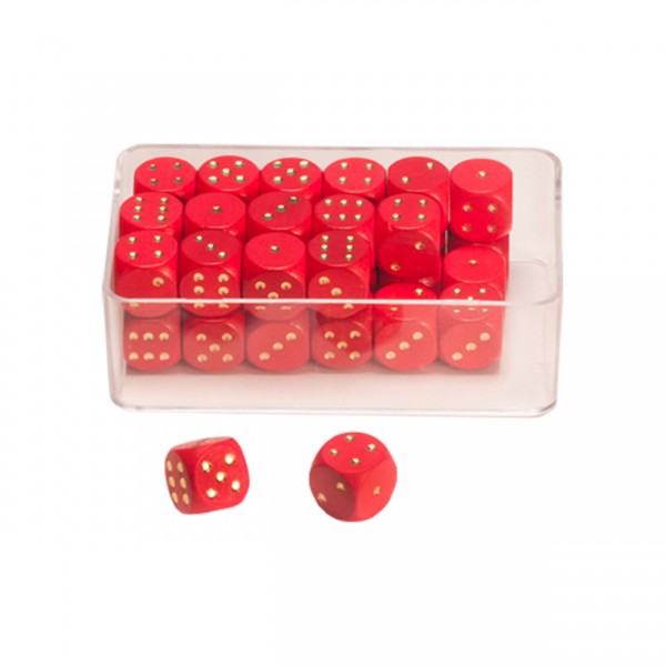 35 Augenwürfeln aus Holz 14 mm, rot