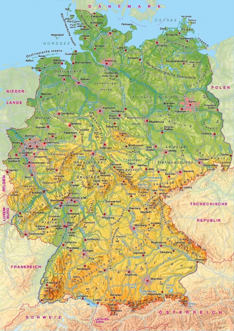 Leinenkarte in Schulausführung, Deutschland physisch