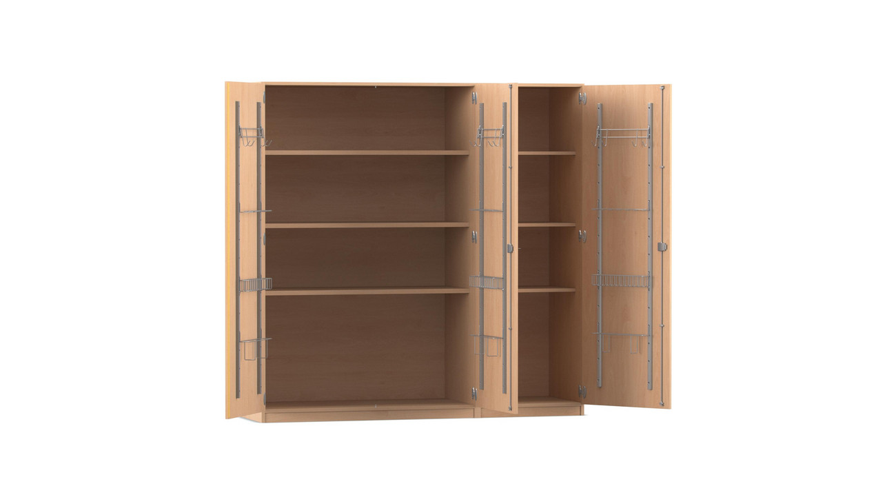 Flexeo Musikschrank, Buche hell, HxBxT 190 x 190,5 x 60 cm, Bogengriff mit Schloss