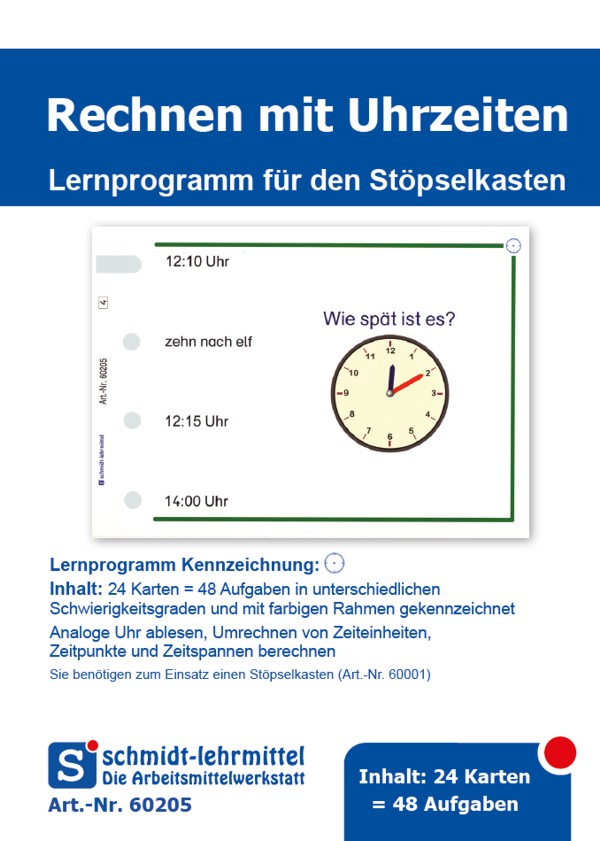 Stöpselkarten 'Uhrzeiten'