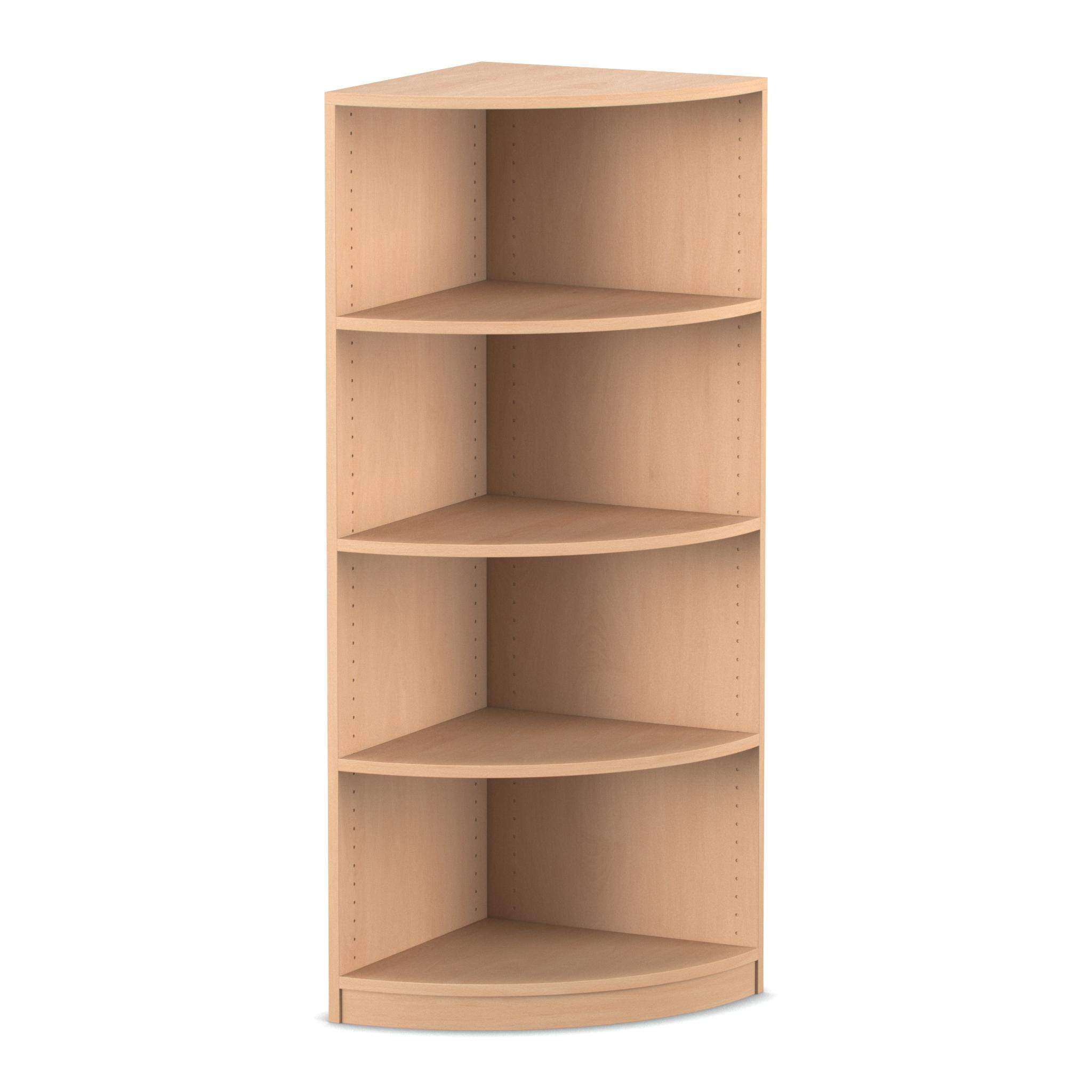 Flexeo Abschlussregal rund, Buche hell, 4 Fächer, Tiefe 48 cm