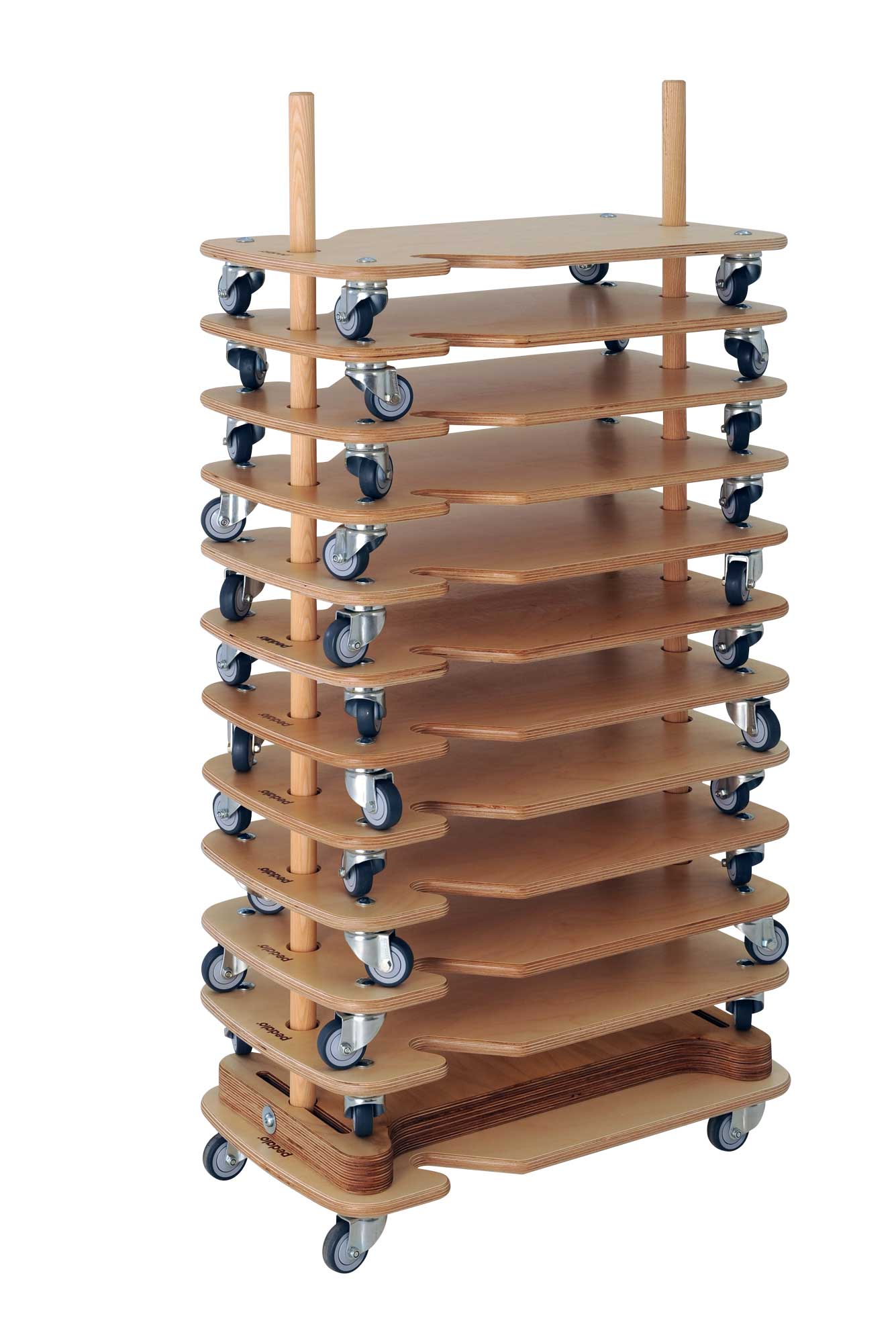 Pedalo®-Rollbrett Set Safety (4x3 Rollbretter inkl. Stapelvorrichtung) unmontiert