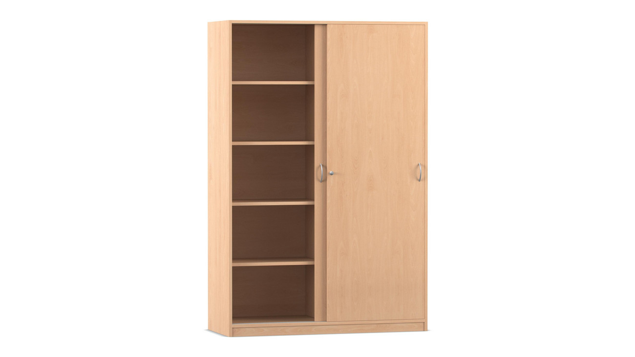 Flexeo Schiebetürenschrank Buche hell, HxBxT 190 x 126,4 x 58 cm