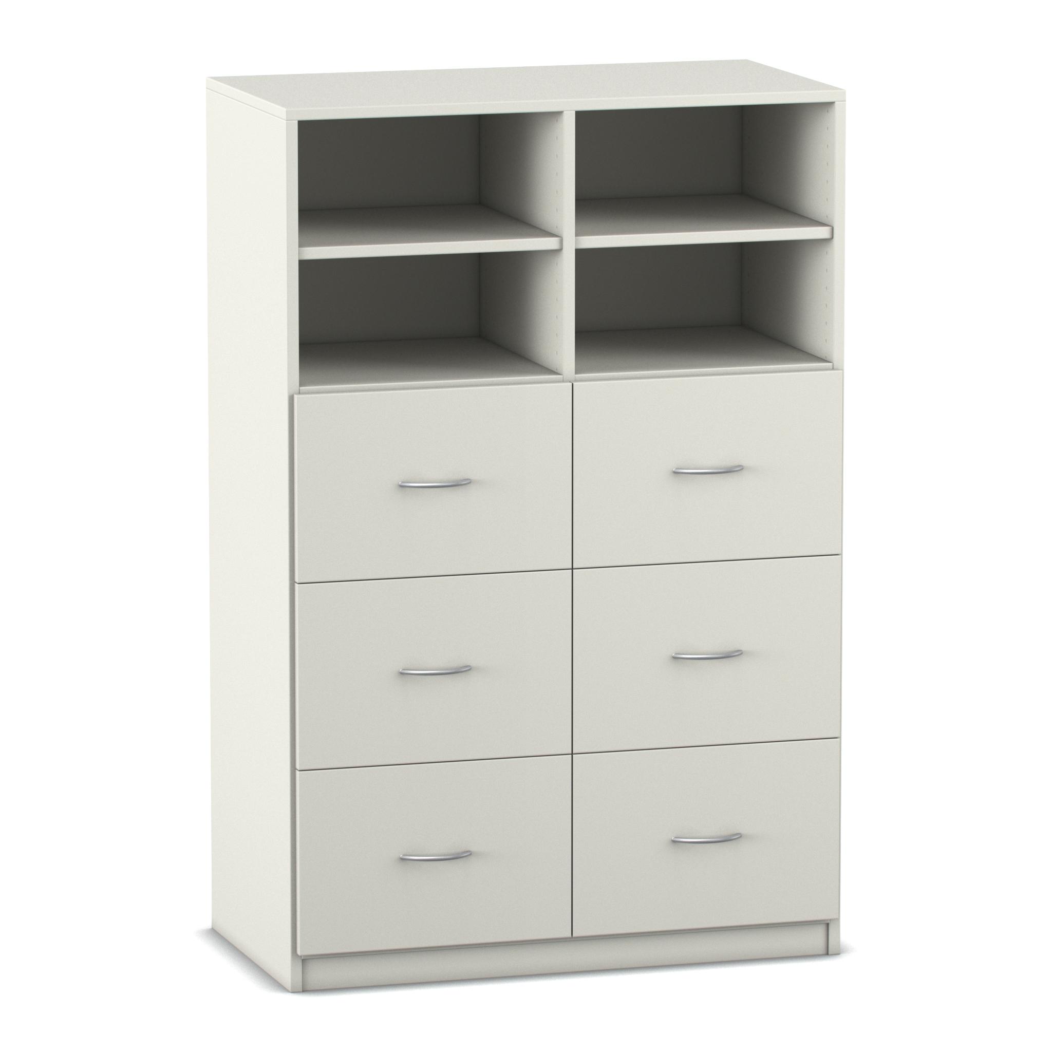 Flexeo® mittelhoher Schrank weiß, 6 große Schubladen, 4 Fächer 143,9 x 94,4 x 60 cm