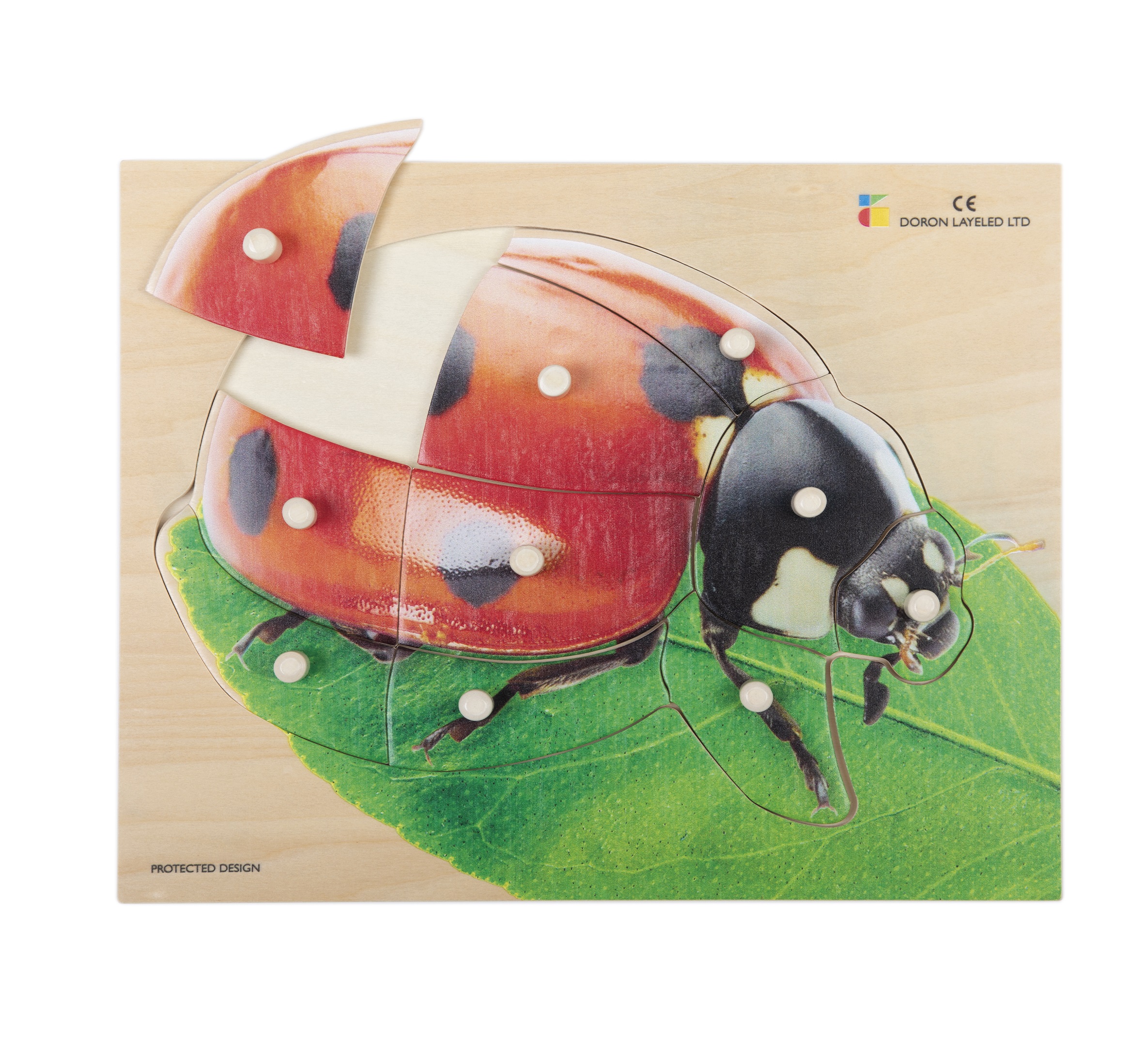 Holz-Puzzle Marienkäfer mit großen Griffen, ab 2 Jahre