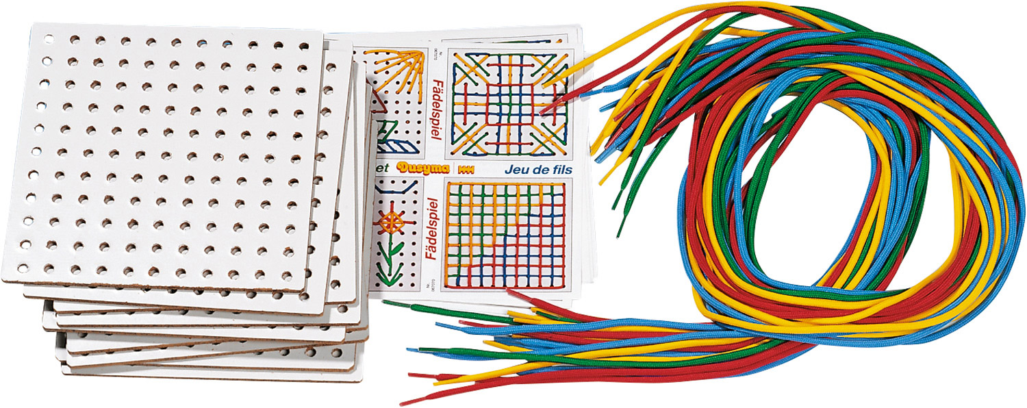 Fädelspiel-Großpackung, 10 Platten, 40 Schnüre, ab 3 Jahre