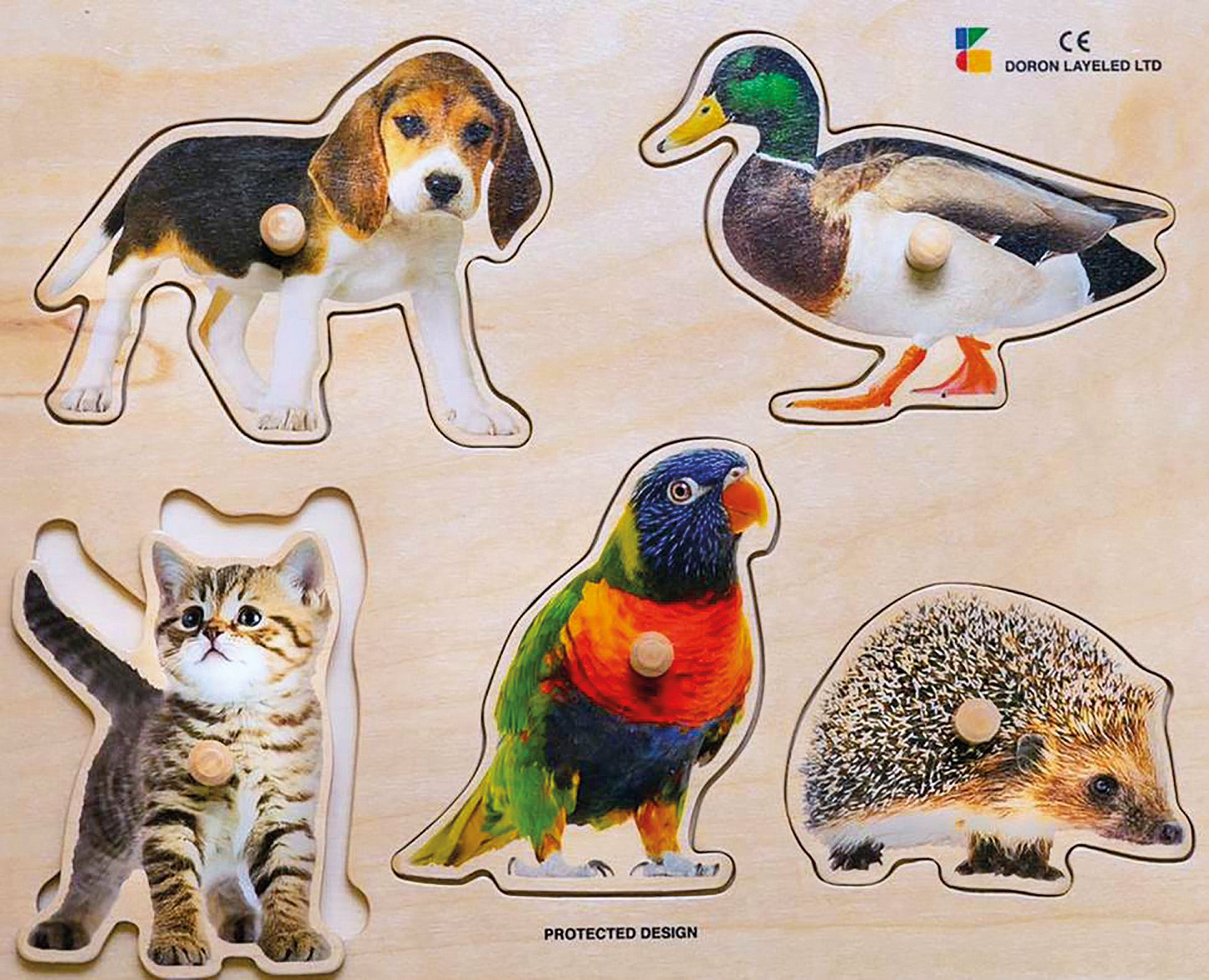 Holz-Puzzle Tier-Kollektiv mit großen Griffen, ab 2 Jahre