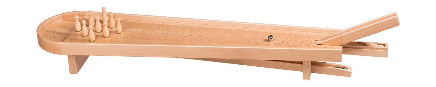 Tischkegelbahn, aus Buchenholz, 86 cm lang, ab 4 Jahre
