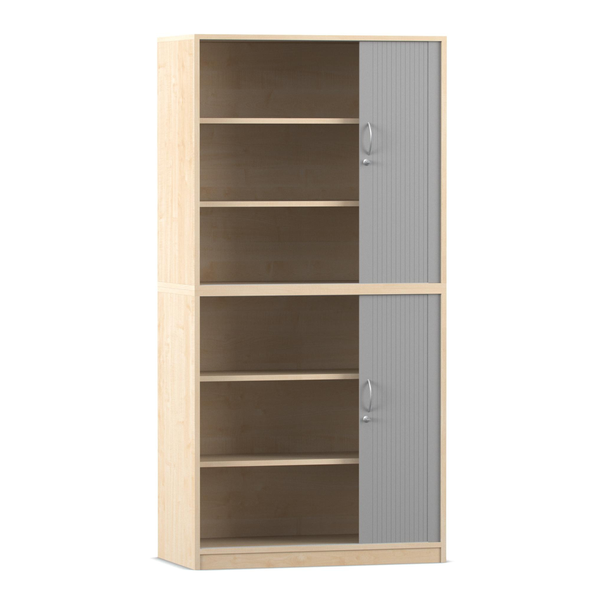 Flexeo® Rollladenschrank, Ahorn honig, 6 Fächer, 2 Türen, HxBxT: 190 x 94,4 x 48 cm