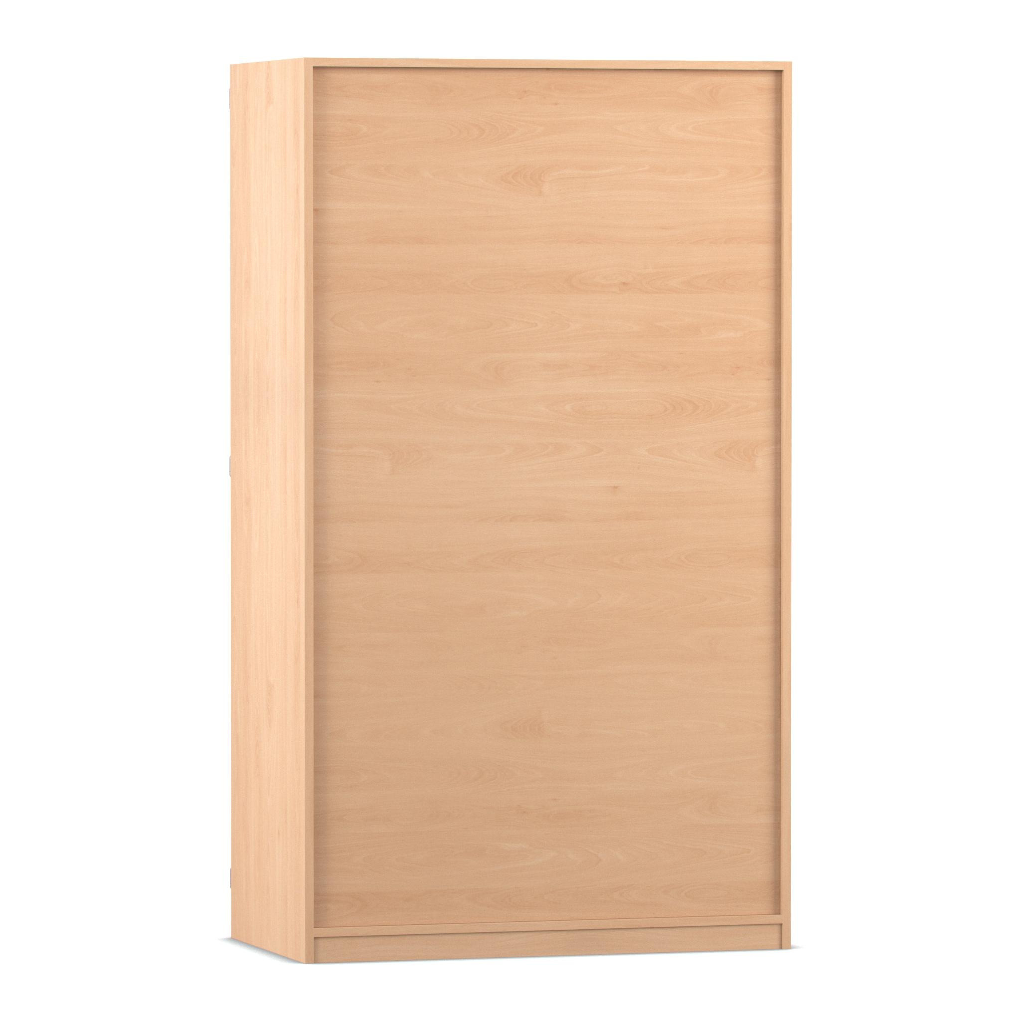Flexeo Bastelschrank, Buche hell, HxBxT: 190 x 108,1 x 60 cm, 4 Halbtüren, 18 kleine Boxen transparent, Bogengriff mit Schloss