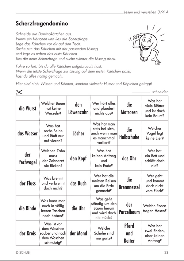 Lesen und verstehen, Aufgaben für das Leseverstehen A, 3.-4. Klasse